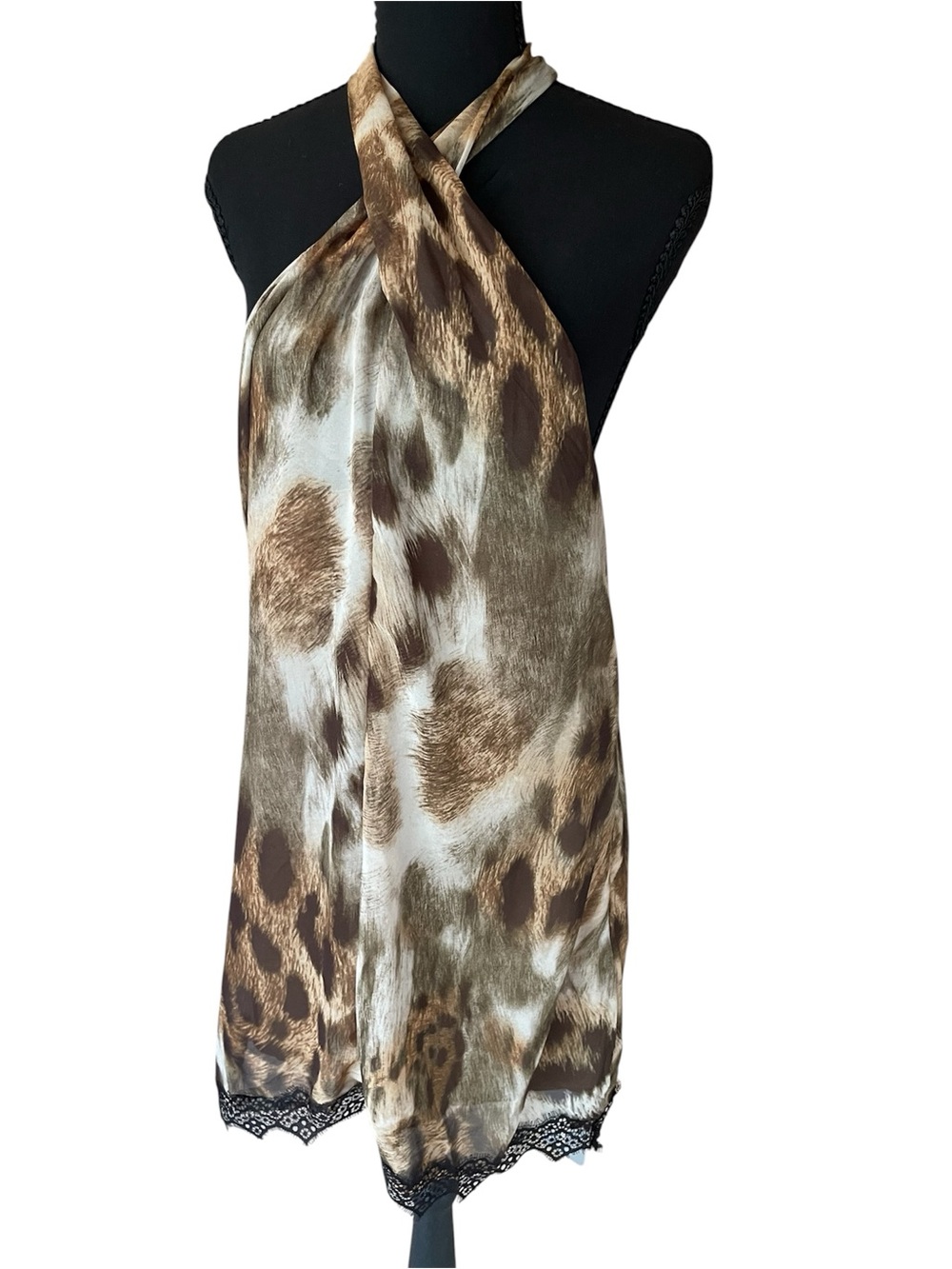 MISSGUIDED Halter Lace Trim Animal Print Mini dress | Fall Winter